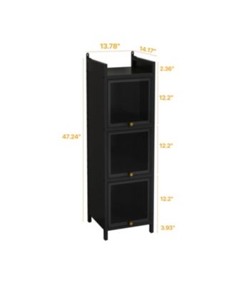 Modern Glass Door Cabinet with Multi-tier Storage (Entryway, Living Room, Bathroom, Dining Room)