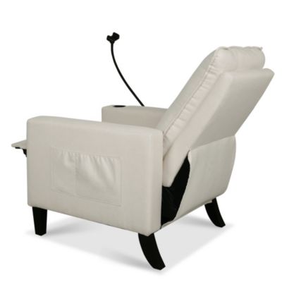 Modern Cozy Fabric Armchair with Adjustable Backrest and Storage