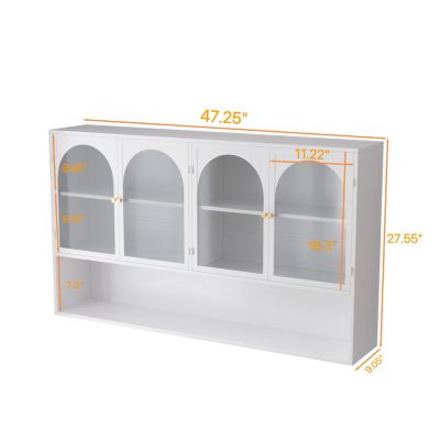 47" 4-Door Glass Wall Cabinet, White