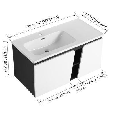 Wall-Mounted Vanity with Soft-Close Doors and Ceramic Sink