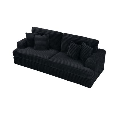 79" Corduroy Sofa with 4 Pillows