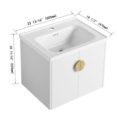 24 Inch Soft Close Doors Bathroom Vanity With Sink, For Small Bathroom
