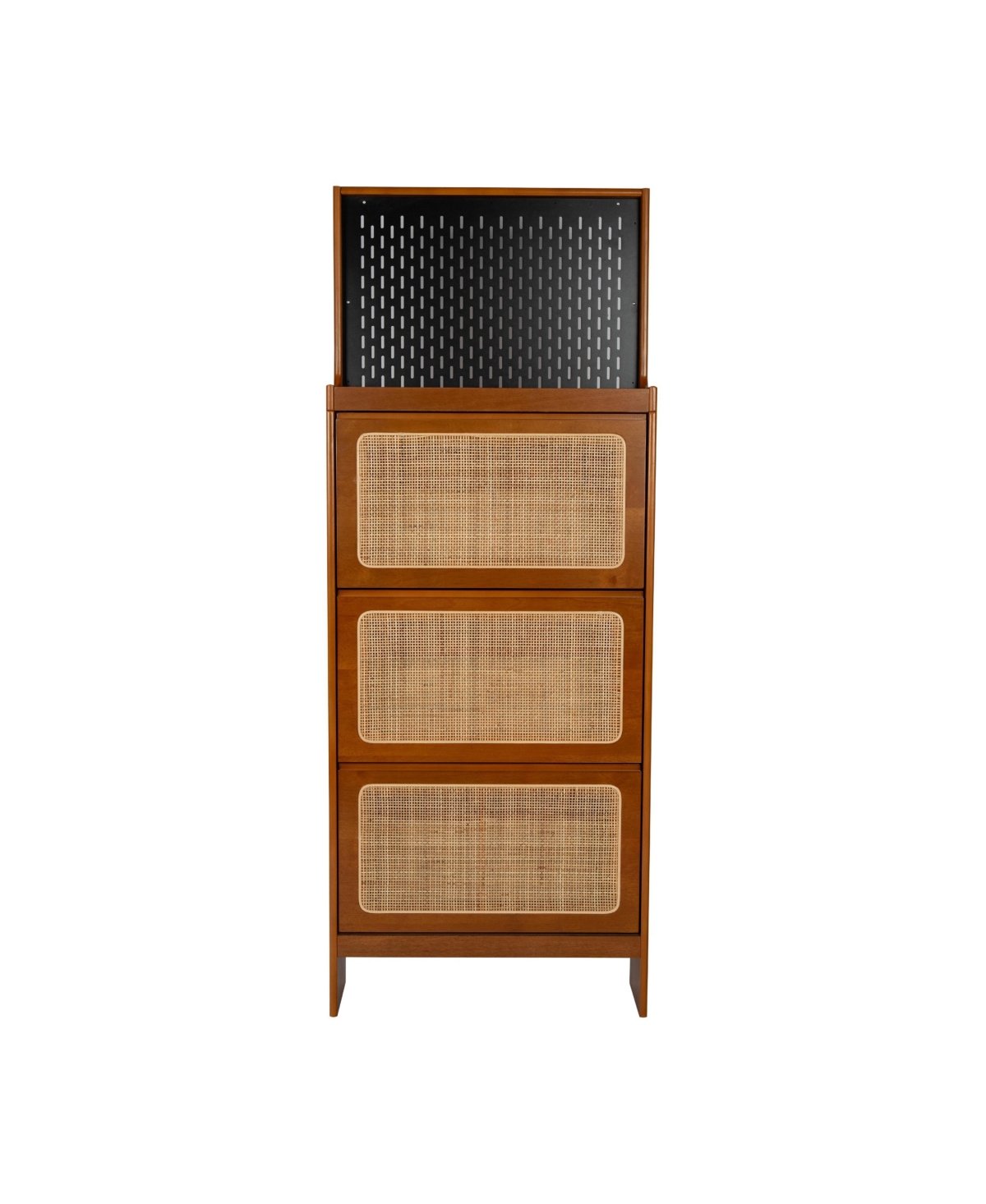Streamdale Furniture Slim Rattan Shoe Cabinet with Flip-up Storage & Handy Top