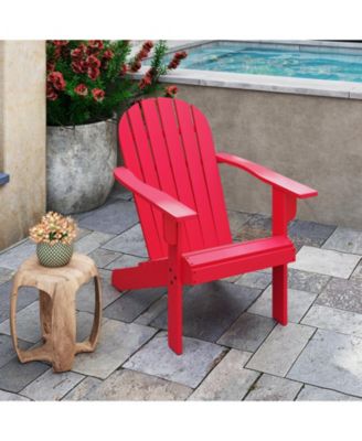 Acacia Wood Lounge Patio Adirondack Chair with Inclined Seat-Red