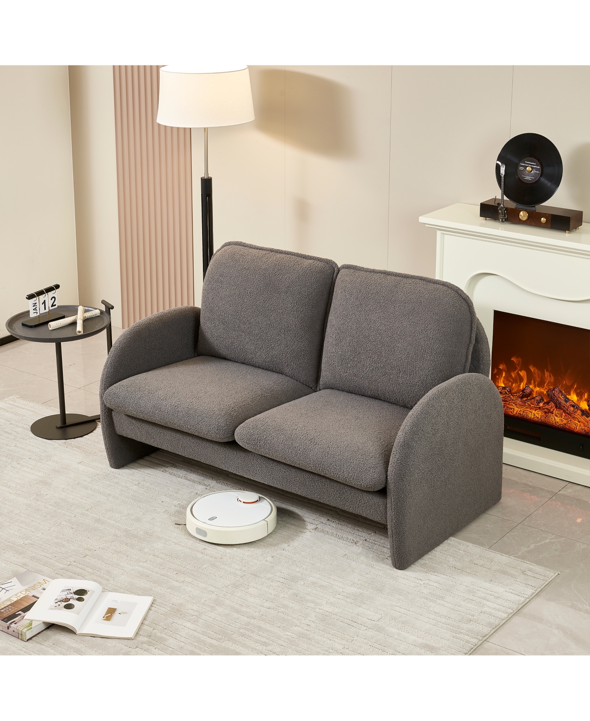 Streamdale Furniture Modern Sherpa Fabric Loveseat Comfort and Style