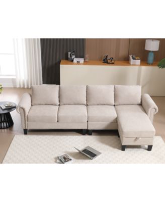 Convertible Sectional Sofa with Storage & Ottoman