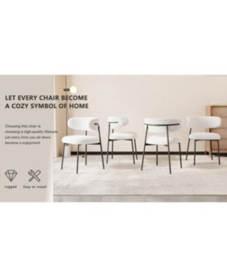 4-Piece Velvet Dining Chairs with Metal Legs