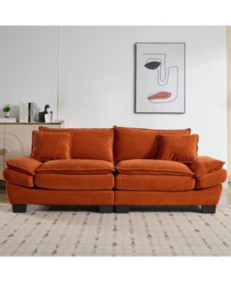 1 Pc. Corduroy Upholstered Comfy Sleeper with Pillows Sofa