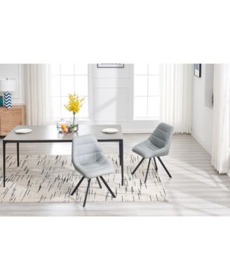 Streamdale Dining Chair,Thickened fabric chairs with metal legs Set of 2,Grey