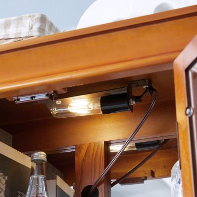 Streamdale Lighted Glass Display Cabinet, Wood Frame