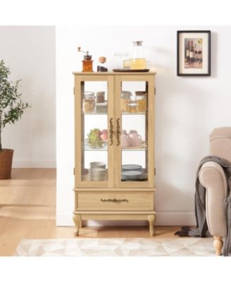 Lighted Glass Curio Cabinet with Shelves