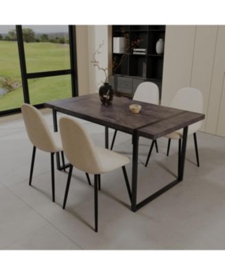 Streamdale 59" Black Dining Table & 4 Suede Chairs