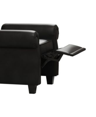 Modern Tufted Push Back Armchair Technical Leather Chair, Adjustable Single Sofa Chair with Sturdy Wood Legs for Bedroom, Living Room, Small Space(Color:Black)