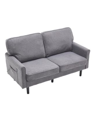 Streamdale Mid Century Modern Loveseat Sofa with USB (Gray)