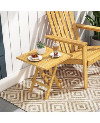 Patio Folding Side Table with X-shaped Legs and Slatted Tabletop