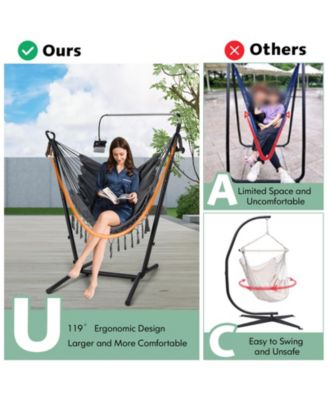 Height Adjustable Hammock Chair with Phone Holder and Side Pocket
