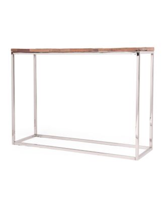 Boho Glam Console Table Handcrafted Recycled Wood & Silver Steel