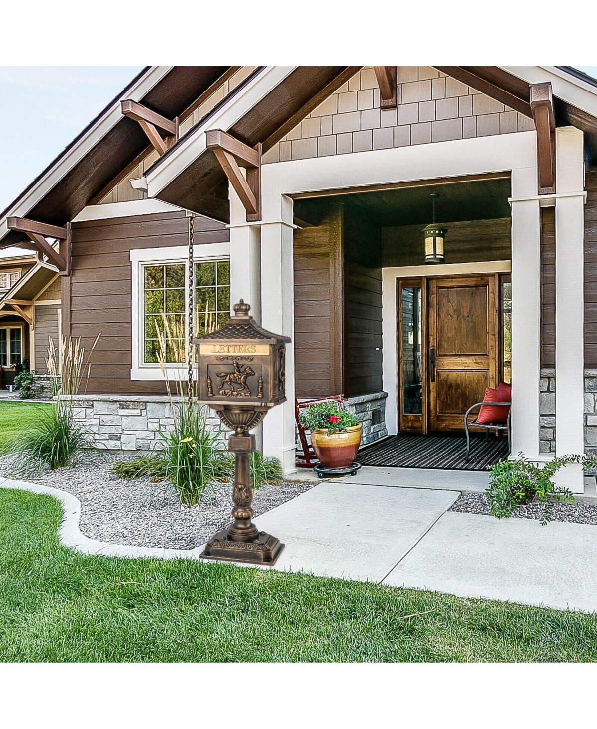 Retro Cast Aluminum Mailbox Security Postal Letter Box with Baffle Door