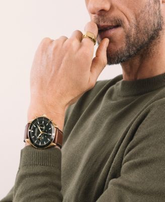 Men's Heritage Cognac Genuine Leather Strap Watch 42mm