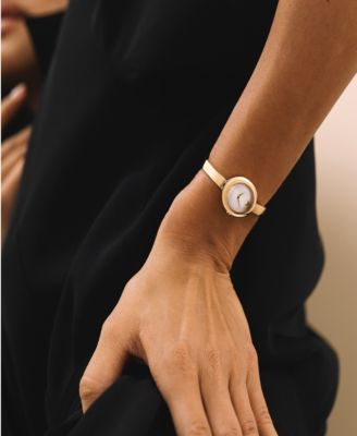 Women's Museum Oval Bangle Swiss Quartz Yellow PVD Watch, 22 x 26mm