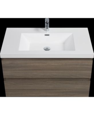 Streamdale Ash Grey Floating Vanity with Glossy Resin Sink