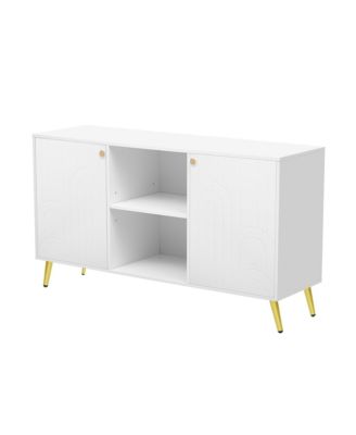 Modern TV Stand with Adjustable Shelf, Metal Legs, and Anti-Tip Safety