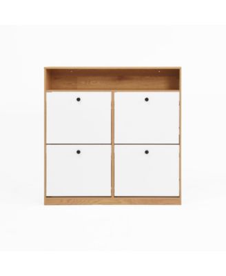 Shoe Storage Cabinet with 4 Flip Drawers and Anti-Tip Fitting