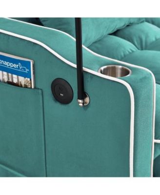 Versatile 55.5" Foldable Sofa Bed with Adjustable Back, USB Port, and Phone Stand (Green