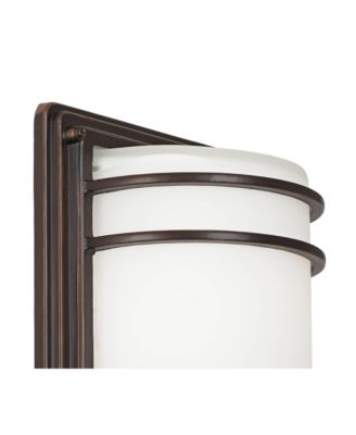 Habitat Modern Outdoor Wall Light Fixtures Set of 2 Rubbed Bronze 11" Opal Glass for Post Exterior Barn Deck House Porch Yard Patio