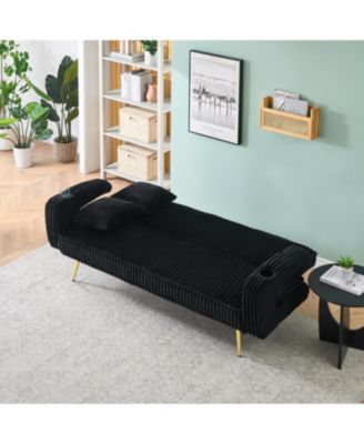 Corduroy Sofa with Pillows - Minimalist Living Room/Study