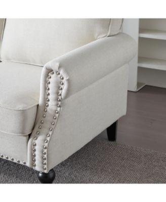 Streamdale 68'' Nailhead Trim Sofa, Rolled Arm, Faux Leather, 2 Seater
