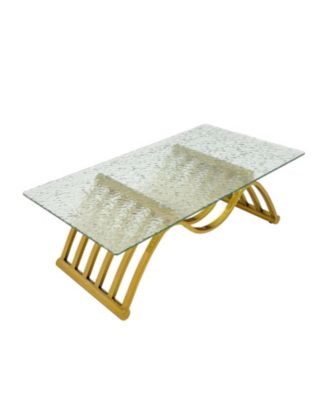  Gold Rectangle Stainless Steel Coffee Table with Glass Top