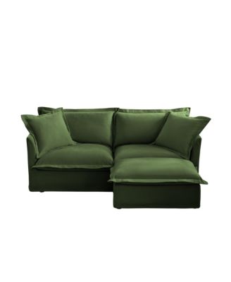 Chenille Fabric Sectional Sofa with Ottoman and Pillows
