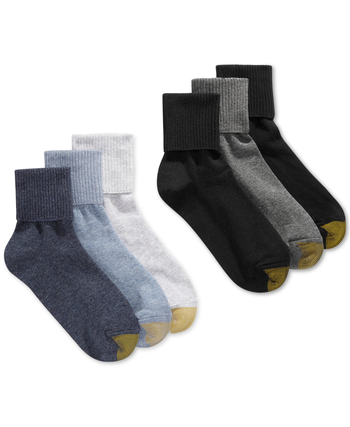 Gold Toe Women's 6-Pack Casual Turn Cuff Socks, Also Available In Extended Sizes