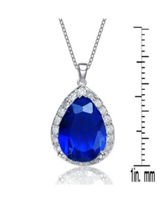 Unique Pear-shaped Pendant Necklace with Colored Cubic Zirconia