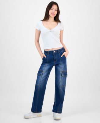 Madden Girl - Juniors' High-Rise Cargo Skater Jeans