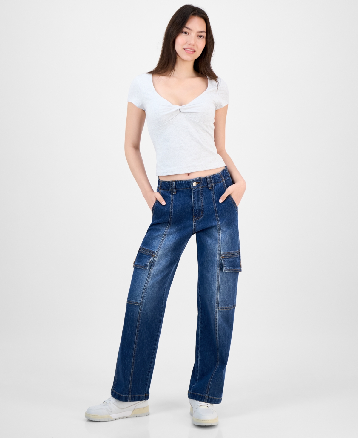 Juniors' High-Rise Cargo Skater Jeans - Jolene