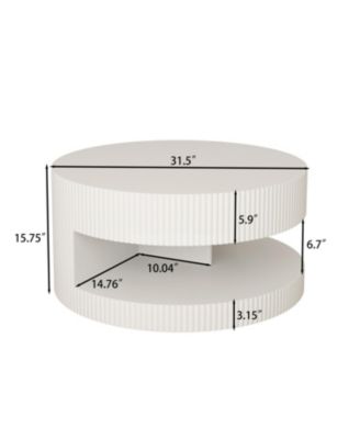 Streamdale Round Coffee Table with Storage, Modern Vertical Stripe Design