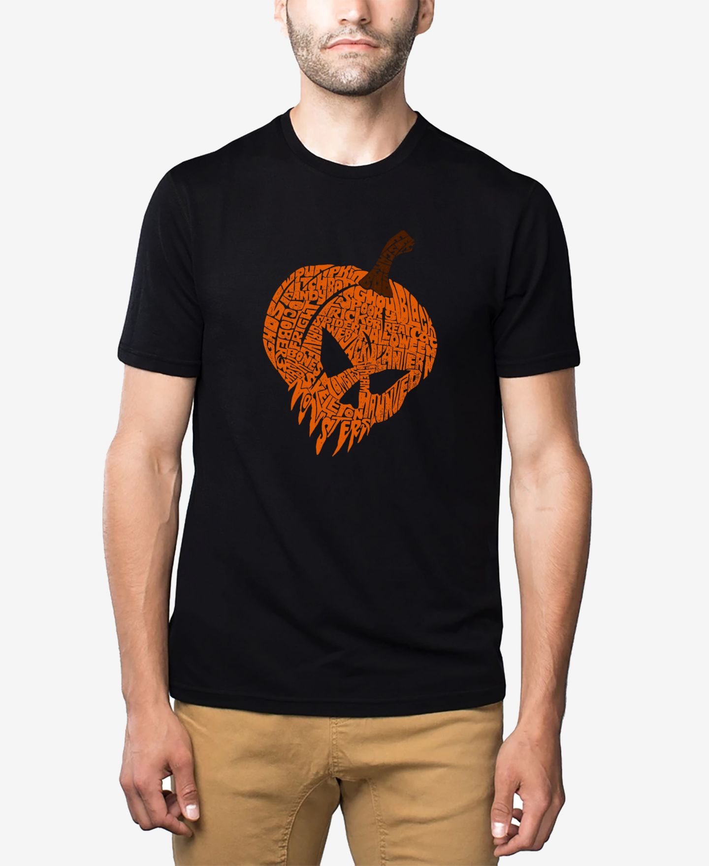 Мужская футболка LA Pop Art Evil Pumpkin Premium Blend Word Art, цвет: Чёрный — фото 1