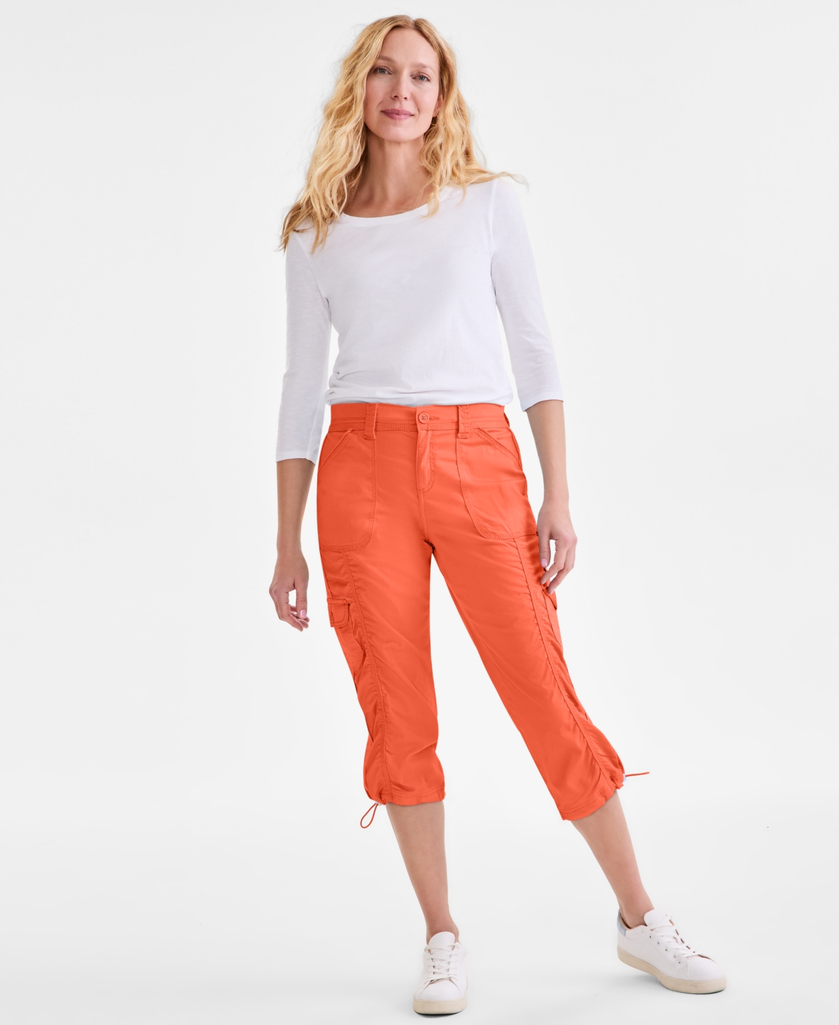 Style & Co Petite Mid-rise Cargo Capri Pants, Exclusively At Macy's In Orange