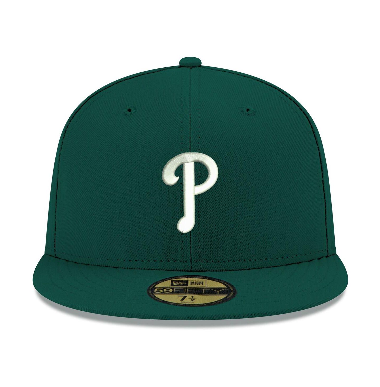 Мужская кепка New Era Green Philadelphia Phillies White Logo 59FIFTY Fitted Hat — фото 2