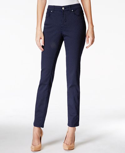 Charter Club Petite Tummy-Control Polka-Dot Skinny Jeans, Only at Macy ...