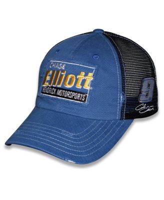 Checkered Flag Sports - Men's and Women's Men's Blue Chase Elliott Vintage Patch Trucker Adjustable Hat