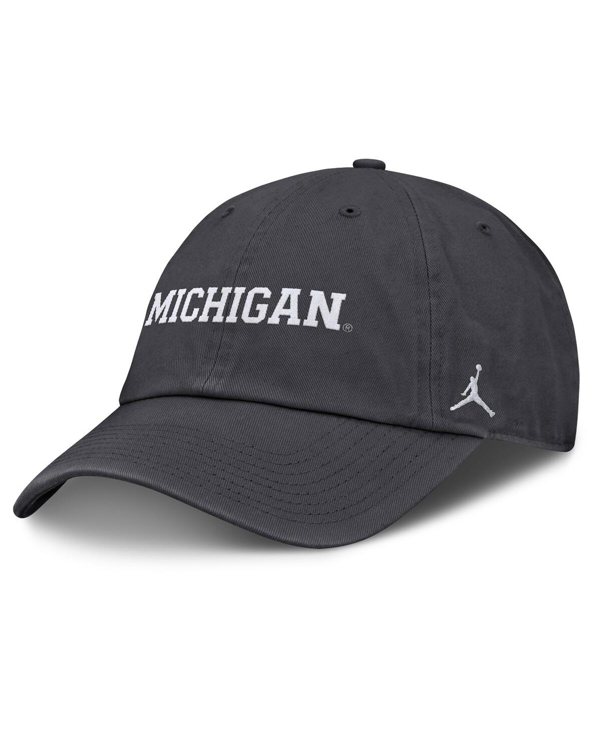 JORDAN MEN'S ANTHRACITE MICHIGAN WOLVERINES CLUB ADJUSTABLE HAT 