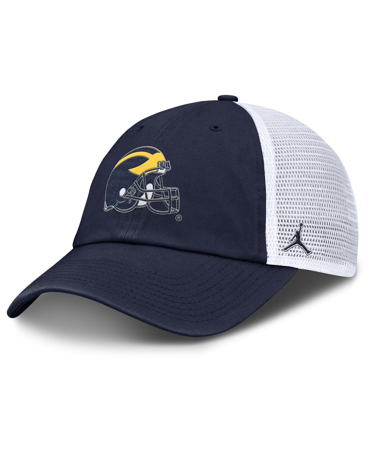 JORDAN MEN'S NAVY/WHITE MICHIGAN WOLVERINES CLUB TRUCKER ADJUSTABLE HAT 