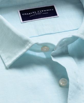 Men's Slim Fit Long Sleeve Linen Button-Front Shirt