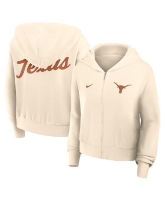 Nike - Women's Cream Texas Longhorns Cropped Chill Full-Zip Hoodie