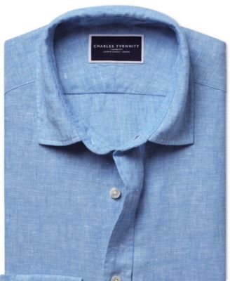 Men's Slim Fit Long Sleeve Linen Button-Front Shirt