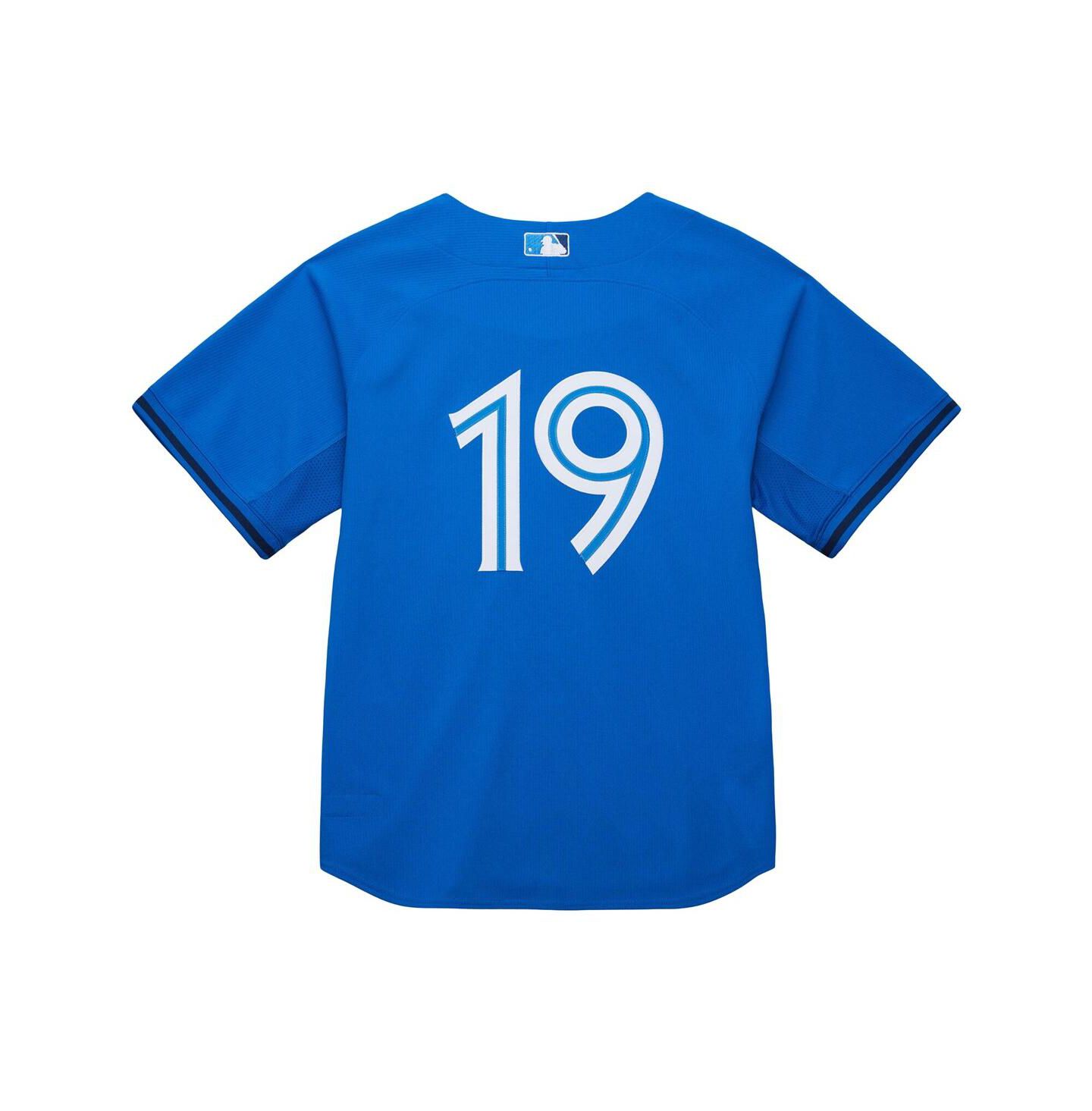 Мужской топ Mitchell & Ness Jose Bautista Blue Toronto Blue Jays Authentic Batting Practice Jersey — фото 2