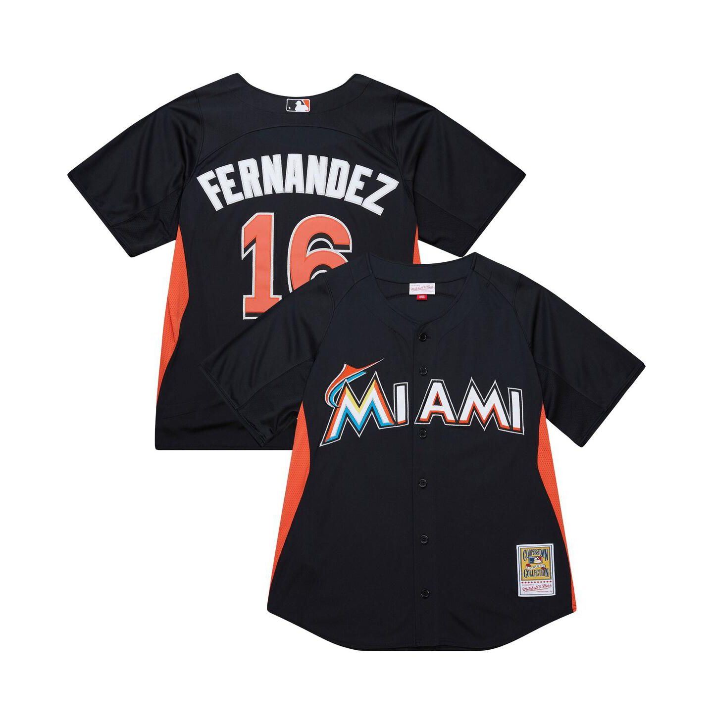 Мужской топ Mitchell & Ness Jose Fernandez Black Miami Marlins Authentic Batting Practice Jersey — фото 1